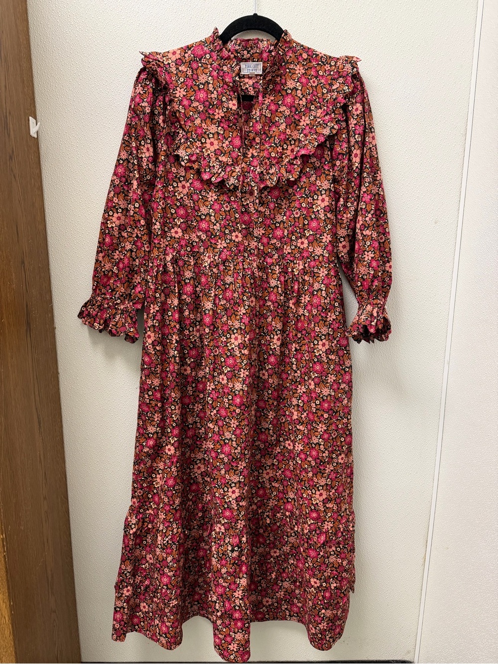 Pink City Prints Floral Ruffle Maxi Dress